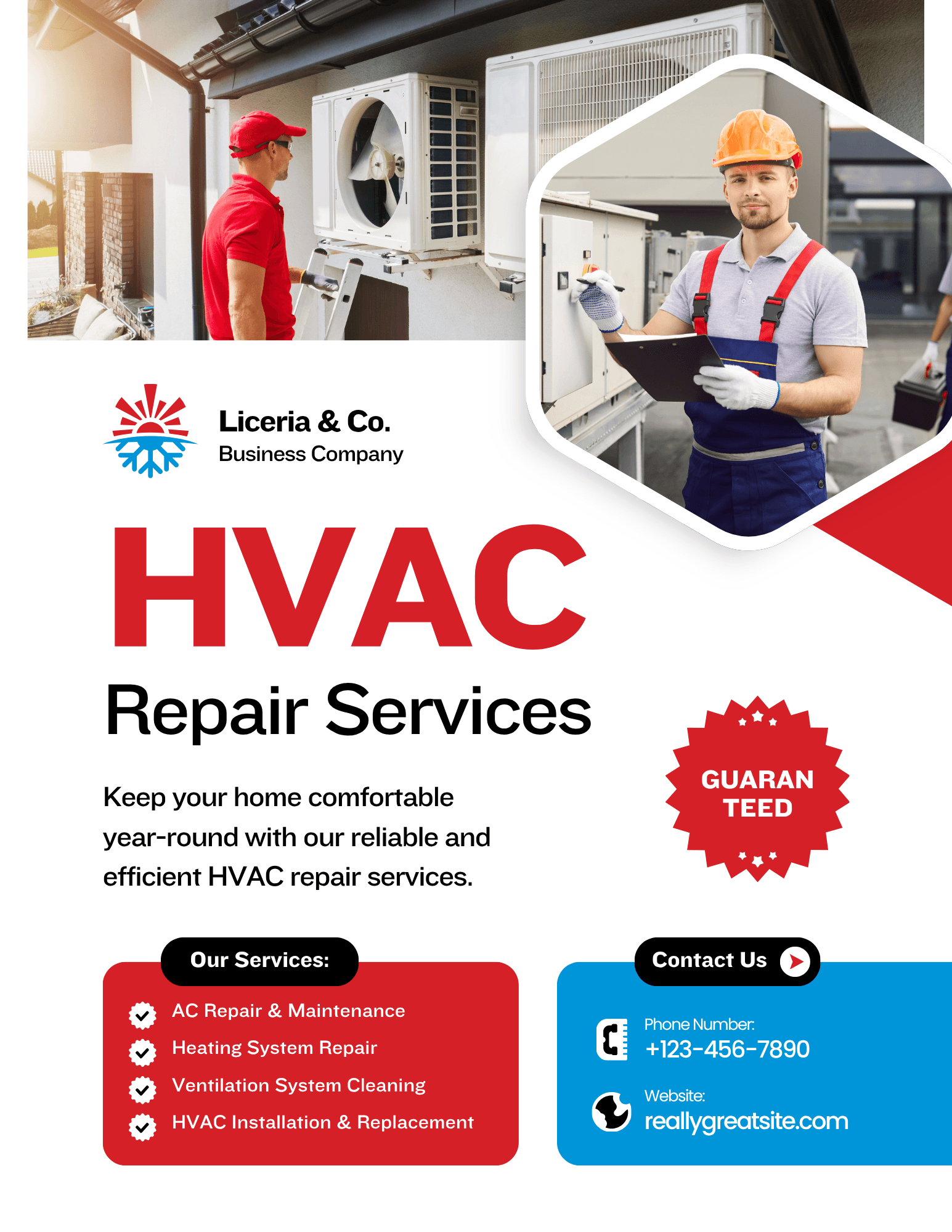 HVAC repair flyer template preview