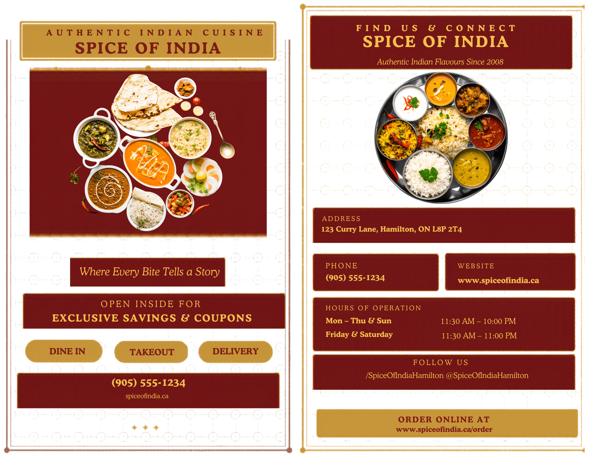 Front preview of Spice of India flyer template